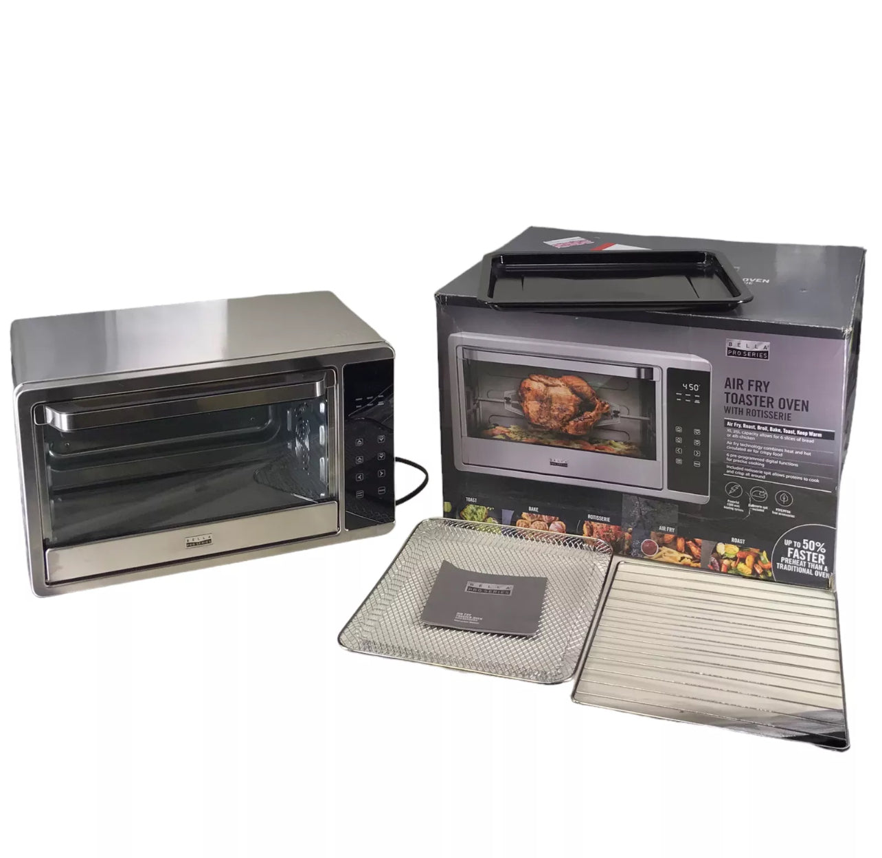 Bella Pro Series - 6-Slice Air Fryer Toaster Oven with Rotisserie